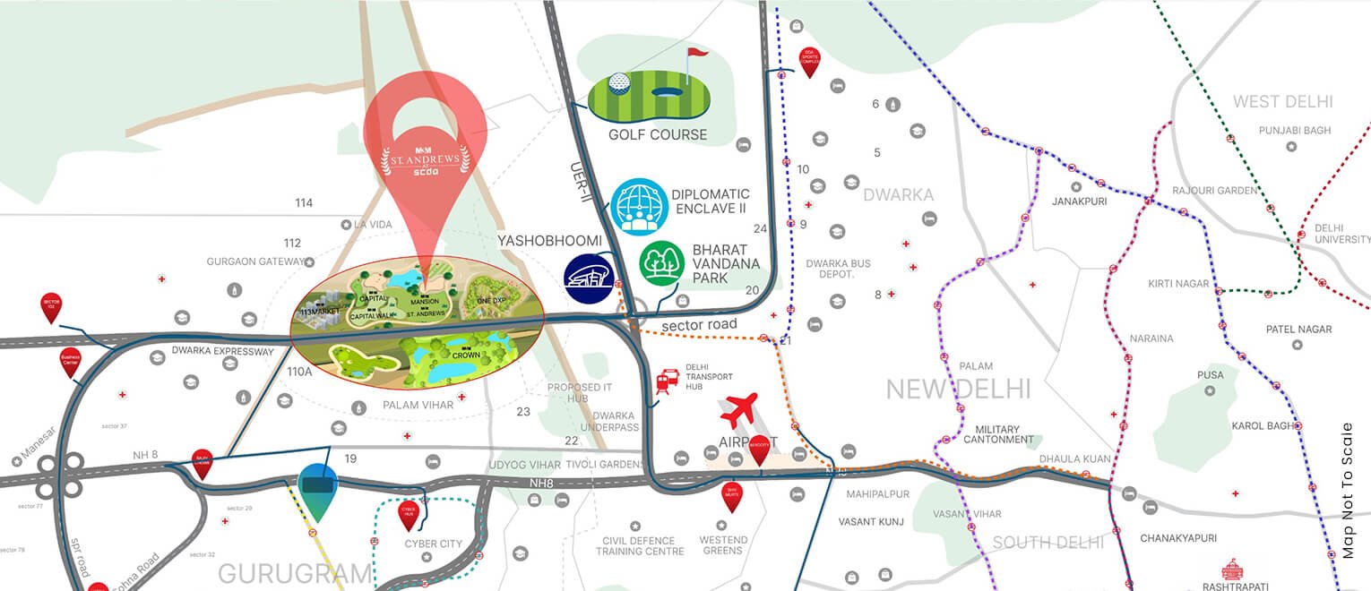 M3M St. Andrews Connectivity Map